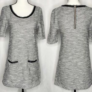 Anthropologie Postmark Tweed Faux Leather Trim dress/tunic